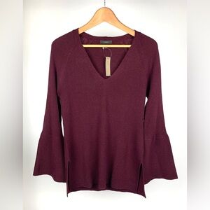J Crew V Neck Sweater with Bell Sleeves.